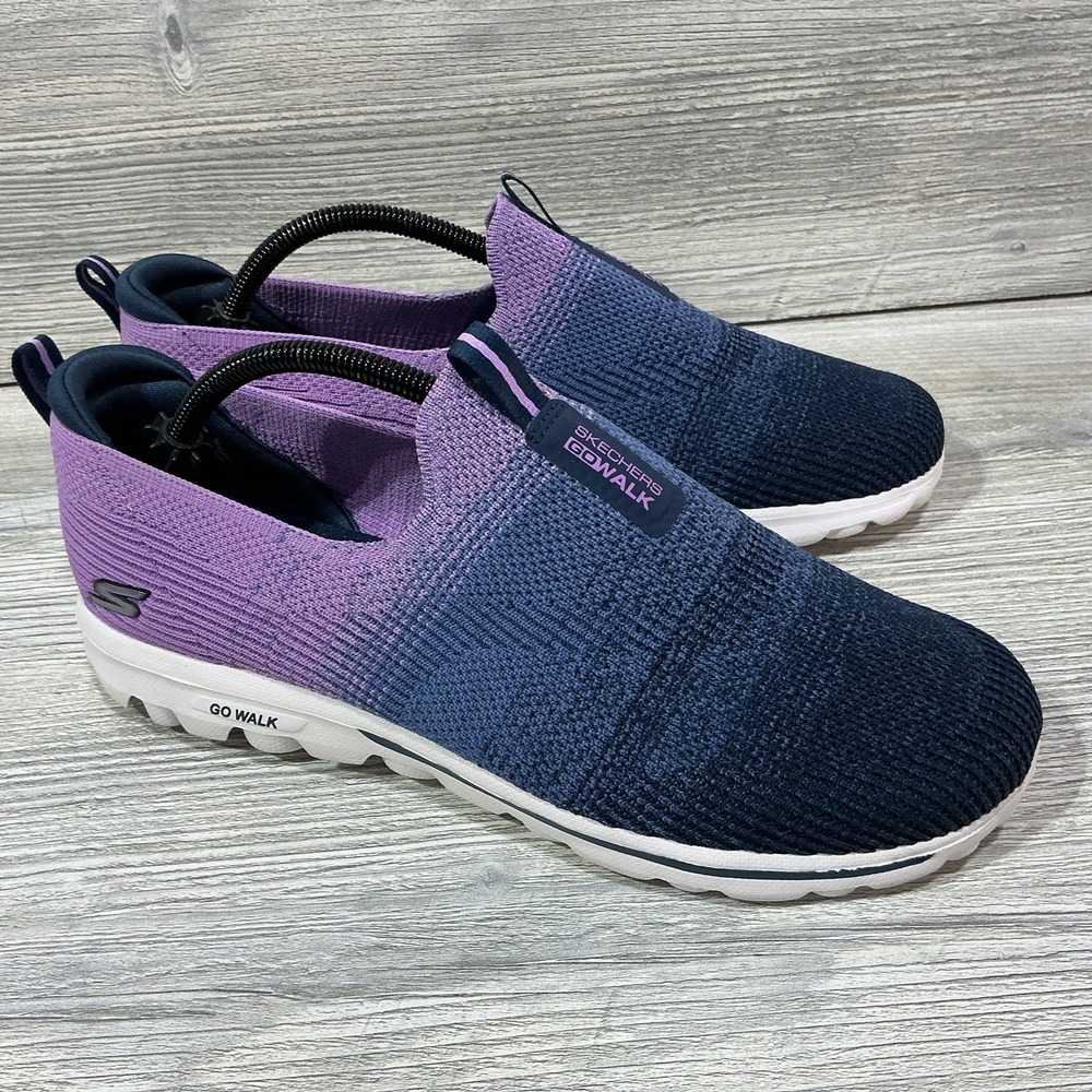 Skechers Go Walk Travel Ibiza Navy/Laven Womens Comfort Slip On Sneakers Size 10